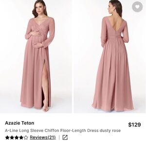 Azazie Teton Long Sleeve Dress in Dusty Rose
